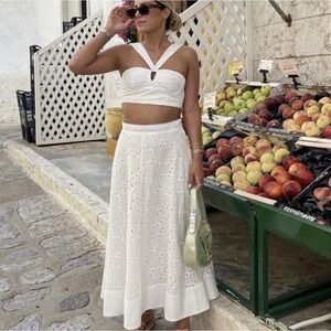 NEW‼️ ZARA WOMAN SS23 OYSTER WHITE EMBROIDERED TOP Size XS